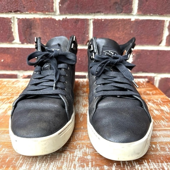 Rag & Bone Kent Black Leather High Top Sneakers - Picture 2 of 9